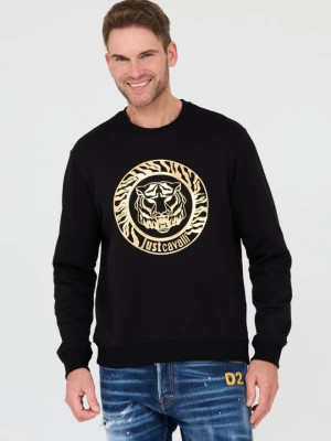 JUST CAVALLI Czarna męska bluza T-round Gold, Rozmiar M