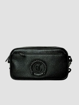 JUST CAVALLI Czarna saszetka JC Logo Metal Circle - Style 2