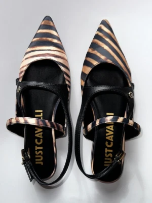 JUST CAVALLI Czarne damskie sandały Frina, Rozmiar 37