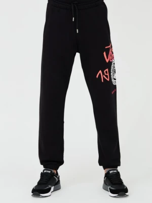 JUST CAVALLI Czarne męskie spodnie z nadrukiem R 1998 Dripp, Rozmiar M
