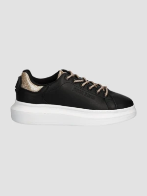 JUST CAVALLI Czarne skórzane sneakersy FONDO URSA DIS. 1, Rozmiar 40