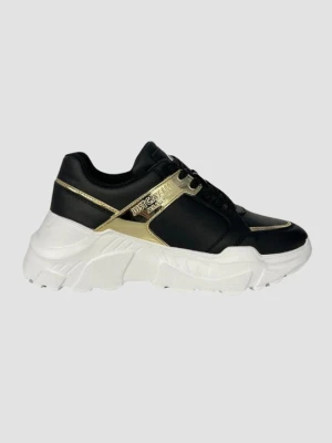 JUST CAVALLI Czarne sneakersy ze złotym logo Fondo Casper, Rozmiar 40