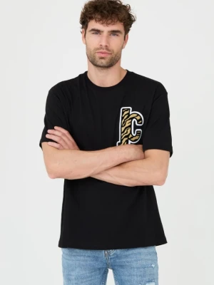 JUST CAVALLI Czarny męski T-shirt R Patch JC, Rozmiar L