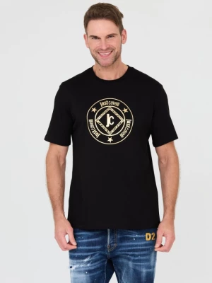 JUST CAVALLI Czarny t-shirt Fiche Gold