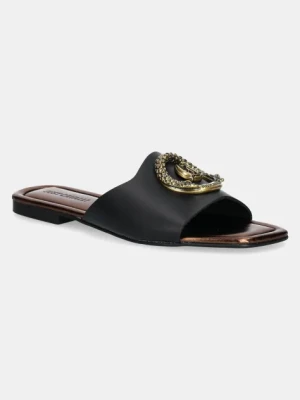 Just Cavalli klapki skórzane damskie kolor czarny 78RA3S92ZPB20899