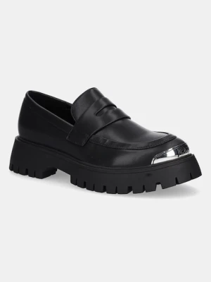 Just Cavalli mokasyny damskie kolor czarny na płaskim obcasie 79RA3S88ZS984899