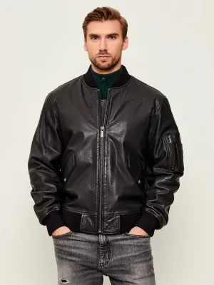 Just Cavalli Skórzana kurtka bomber | Regular Fit