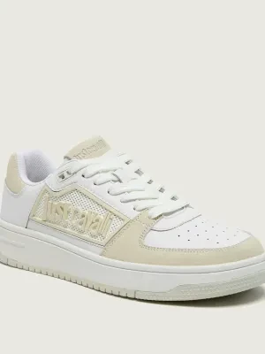 Just Cavalli Skórzane sneakersy FONDO AZULA DIS. 6 | zamsz