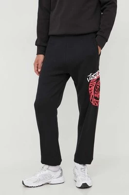 Just Cavalli spodnie dresowe bawełniane kolor czarny z nadrukiem
