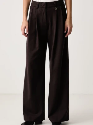 Just Cavalli spodnie wide leg damskie z wiskozą brązowy