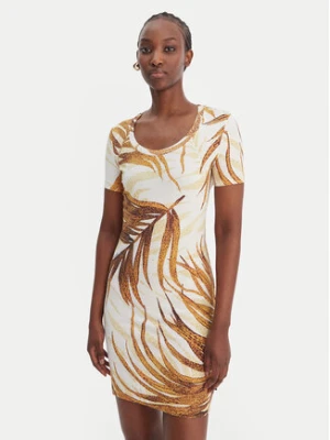 Just Cavalli Sukienka codzienna 80PAOE02 CJ112 Beżowy Slim Fit