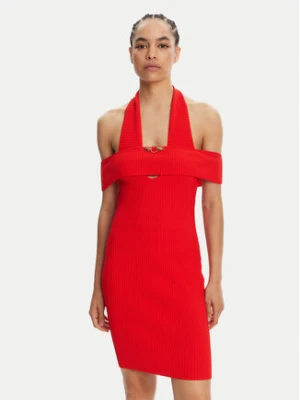 Just Cavalli Sukienka dzianinowa 78PAOM19 Czerwony Slim Fit