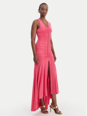 Just Cavalli Sukienka koktajlowa 80PAOB01 CJB04 Różowy Slim Fit