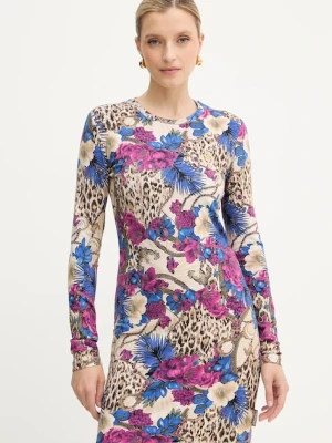 Just Cavalli sukienka kolor beżowy mini dopasowana 79PAOE07 CJ112