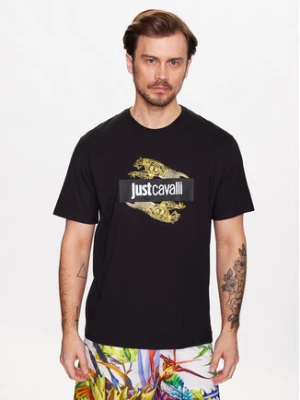 Just Cavalli T-Shirt 74OBHF07 Czarny Regular Fit