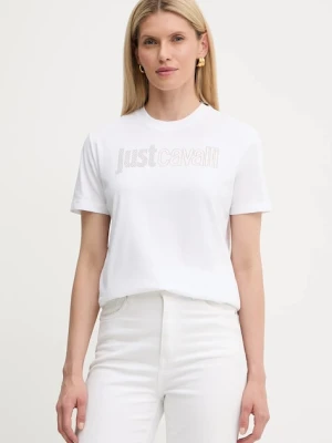 Just Cavalli t-shirt bawełniany damski kolor biały 79PAHE23 CJ110