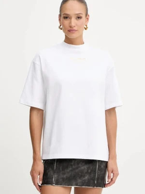 Just Cavalli t-shirt bawełniany damski kolor biały 79PAHT01 CJ518