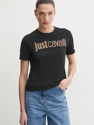 Just Cavalli t-shirt bawełniany damski kolor czarny 78PAHE15 CJ110