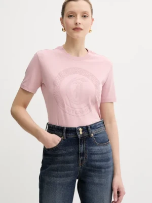 Just Cavalli t-shirt bawełniany damski kolor różowy 78PAHT01 CJ500