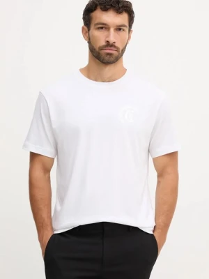 Just Cavalli t-shirt bawełniany męski kolor biały z nadrukiem 79OAHT11 CJ500