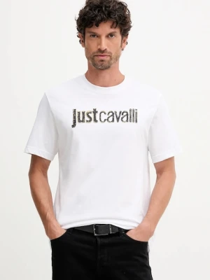 Just Cavalli t-shirt bawełniany męski kolor biały z nadrukiem 79OAHT16 CJ500
