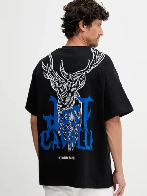 Just Cavalli t-shirt bawełniany męski kolor czarny wzorzysty 79OAHE14 CJ118