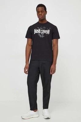 Just Cavalli t-shirt bawełniany męski kolor czarny z nadrukiem 76OAHG11 CJ318