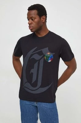 Just Cavalli t-shirt bawełniany męski kolor czarny z nadrukiem 76OAHG10 CJ300