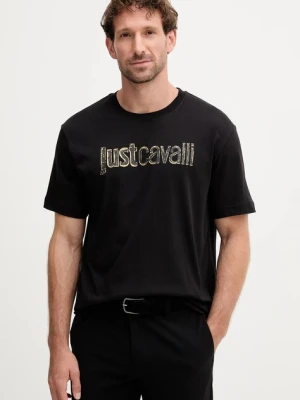 Just Cavalli t-shirt bawełniany męski kolor czarny z nadrukiem 79OAHT16 CJ500