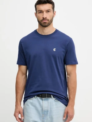 Just Cavalli t-shirt bawełniany męski kolor granatowy gładki 79OAHT06 CJ500