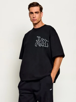 Just Cavalli T-shirt Chain Leopard | Oversize fit czarny