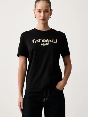 Just Cavalli T-shirt damski bawełniany czarny