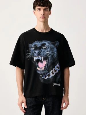 Just Cavalli T-shirt męski bawełniany czarny