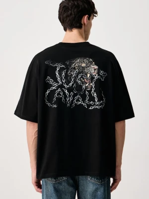 Just Cavalli T-shirt męski bawełniany z elastanem czarny