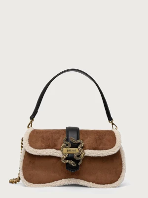Just Cavalli torebka crossbody damska z imitacji zamszu brązowy