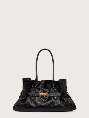 Just Cavalli torebka shopper damska z imitacji skóry czarny