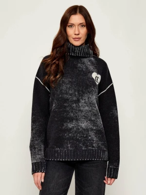 Just Cavalli Wełniany golf Reserve print | Oversize fit