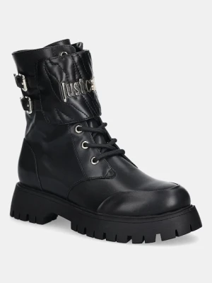 Just Cavalli workery damskie kolor czarny na płaskim obcasie 79RA3S97ZSD64899