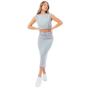 Justhype Sweat Midi Skirt Loungewear Set LABON007, Damskie, Szare, spódnice, bawełna, rozmiar: 36