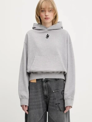 JW Anderson bluza bawełniana Anchor Embroidery Cropped damska kolor szary z kapturem gładka JW0216.PG1719.907