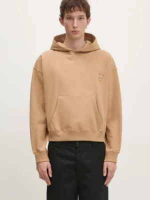 JW Anderson bluza bawełniana Anchor Logo Hoodie kolor beżowy z kapturem z aplikacją JW0183.PG1631.132