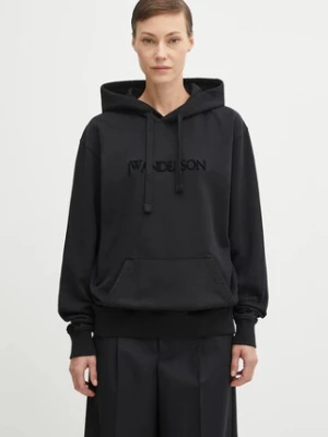 JW Anderson bluza bawełniana Logo Embroidery damska kolor czarny z kapturem z nadrukiem JW0231.PG1632