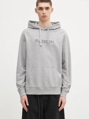 JW Anderson bluza bawełniana Logo Embroidery męska kolor szary z kapturem z aplikacją JW0214.PG1632.907