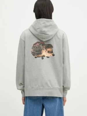 JW Anderson bluza bawełniana Prickly Back Print Hoodie kolor szary z kapturem melanżowa JW0210.PG1668.905