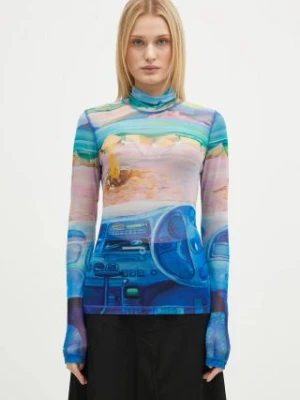 JW Anderson bluzka Turtleneck Underpinning damska kolor niebieski wzorzysta JO0224.PG1610.835