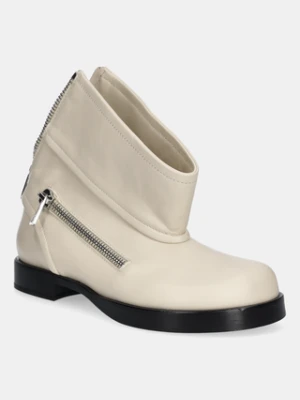 JW Anderson botki skórzane Biker Boot damskie kolor beżowy na płaskim obcasie BT0101.LA0268