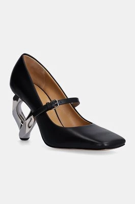 JW Anderson czółenka skórzane Chain Heel kolor czarny na słupku ANW43251A