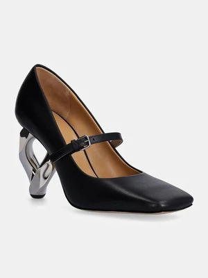 JW Anderson czółenka skórzane Chain Heel kolor czarny na słupku ANW43251A