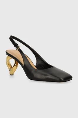 JW Anderson czółenka skórzane Chain Heel kolor czarny na słupku z odkrytą piętą ANW43022A