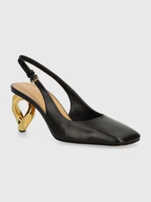 JW Anderson czółenka skórzane Chain Heel kolor czarny na słupku z odkrytą piętą ANW43022A